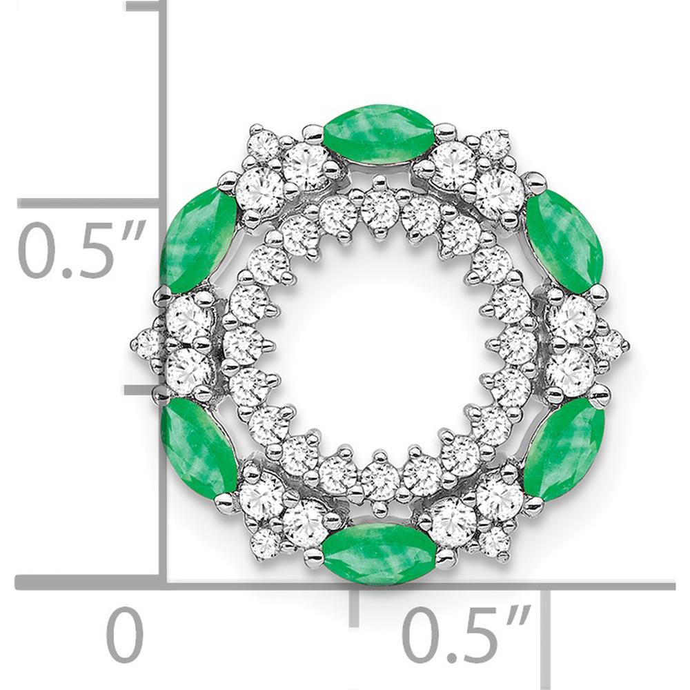 14K White Gold Marquise Emerald and Round Diamond Circle Pendant - 0.12 Carat Total Gem Weight by Lumare Gioia