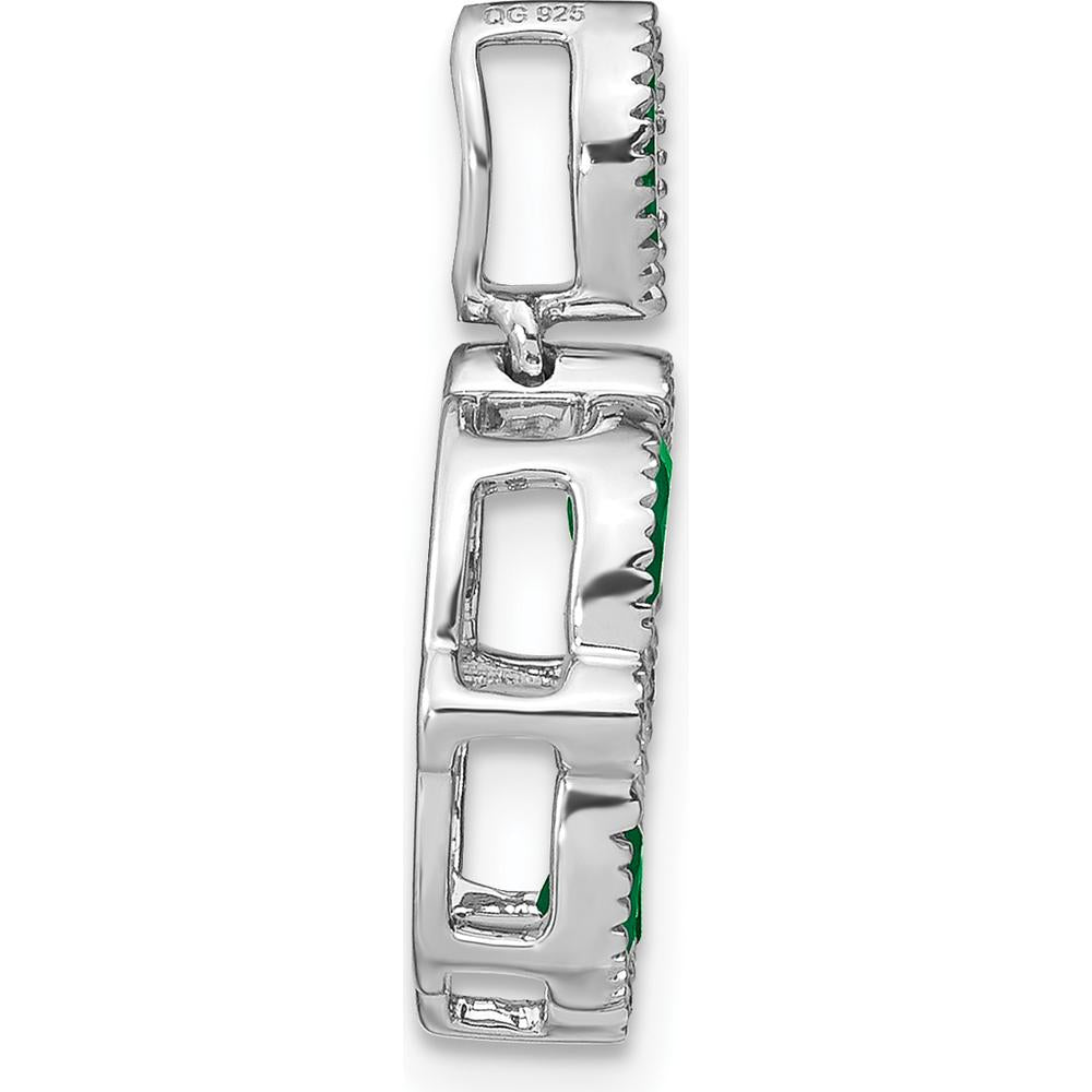 14K White Gold Marquise Emerald and Round Diamond Circle Pendant - 0.179 Carat Total Emerald Weight, 0.012 Carat Total Diamond Weight by Lumare Gioia