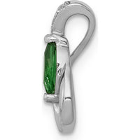 14K White Gold Marquise Emerald and Round Diamond Teardrop Pendant - 0.23 Carat Emerald, 0.03 Carat Total Diamond Weight by Lumare Gioia