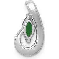 14K White Gold Marquise Emerald and Round Diamond Teardrop Pendant - 0.23 Carat Emerald, 0.03 Carat Total Diamond Weight by Lumare Gioia