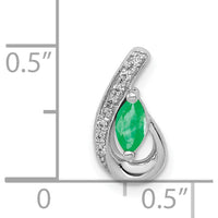 14K White Gold Marquise Emerald and Round Diamond Teardrop Pendant - 0.23 Carat Emerald, 0.03 Carat Total Diamond Weight by Lumare Gioia