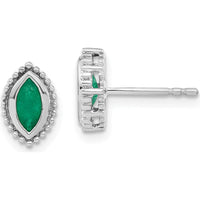 14K White Gold Marquise Emerald Post Earrings - 0.25 Carat Total Emerald Weight by Monteluci Fine Jewelry