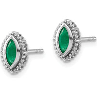 14K White Gold Marquise Emerald Post Earrings - 0.25 Carat Total Emerald Weight by Monteluci Fine Jewelry