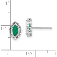 14K White Gold Marquise Emerald Post Earrings - 0.25 Carat Total Emerald Weight by Monteluci Fine Jewelry