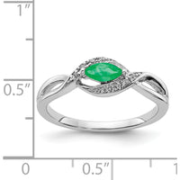 14K White Gold Marquise Emerald Ring with Round Diamonds - 0.19 Carat Emerald, 0.04 Carat Total Diamond Weight by 0