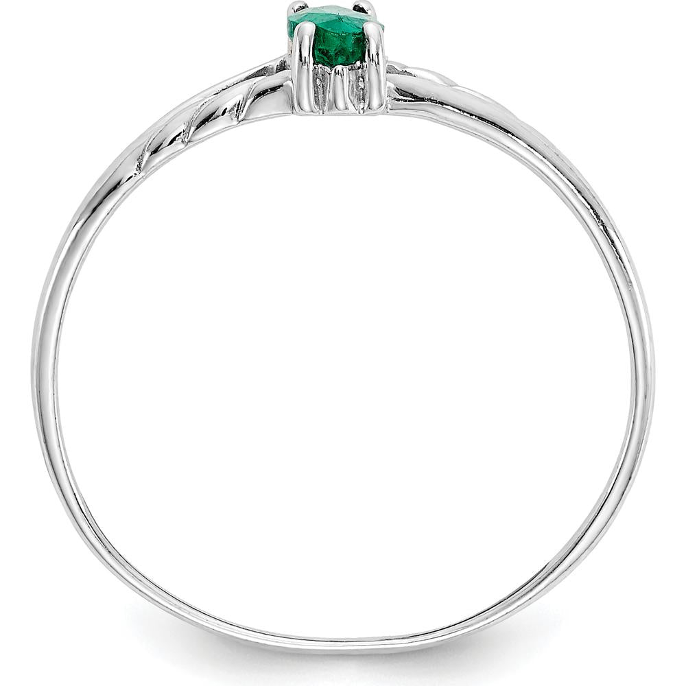 14K White Gold Marquise Emerald Ring with Split Band - 0.25 Carat Natural Gemstone by Oro Pregiato
