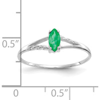 14K White Gold Marquise Emerald Ring with Split Band - 0.25 Carat Natural Gemstone by Oro Pregiato