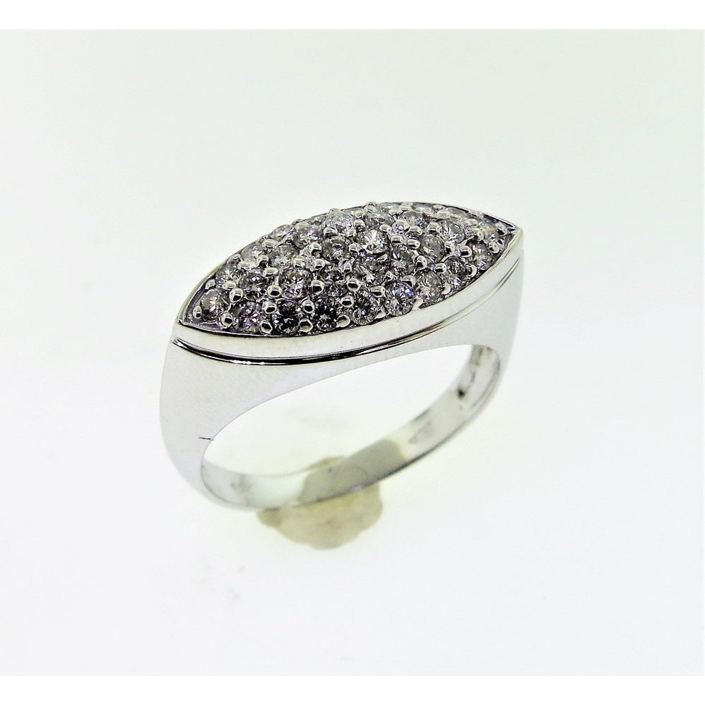 14K White Gold Marquise Fashion Ring with Pavé Set Round Diamonds - 0.56 Carat Total Diamond Weight by Auriventus