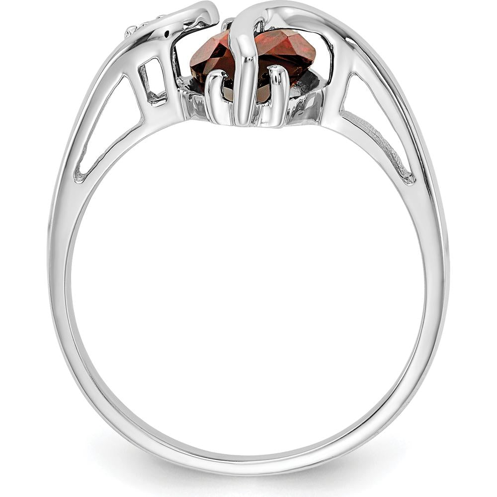 14K White Gold Marquise Garnet and Diamond Accent Ring - 2.00 Carat Garnet and 0.012 Carat Diamond Total Weight by Monteluci Fine Jewelry