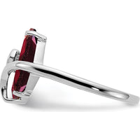 14K White Gold Marquise Garnet and Diamond Accent Ring - 2.00 Carat Garnet and 0.012 Carat Diamond Total Weight by Monteluci Fine Jewelry