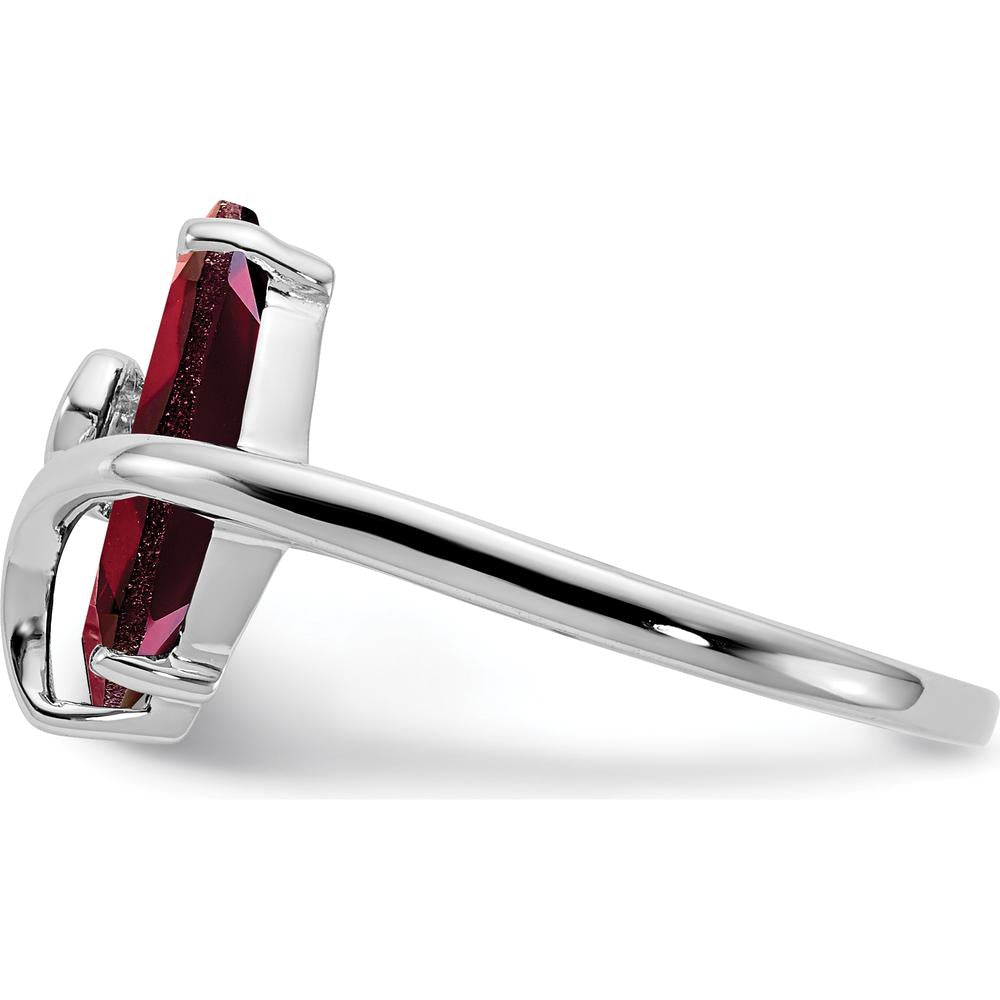14K White Gold Marquise Garnet and Diamond Accent Ring - 2.00 Carat Garnet and 0.012 Carat Diamond Total Weight by Monteluci Fine Jewelry