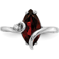 14K White Gold Marquise Garnet and Diamond Accent Ring - 2.00 Carat Garnet and 0.012 Carat Diamond Total Weight by Monteluci Fine Jewelry