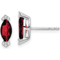 14K White Gold Marquise Garnet and Diamond Earrings - 0.707 Carat Garnet, 0.004 Carat Diamond Total Weight by Monteluci Fine Jewelry
