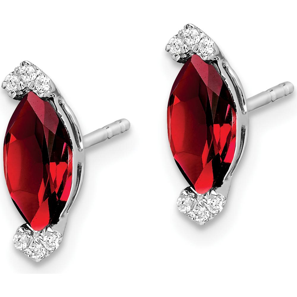 14K White Gold Marquise Garnet and Diamond Earrings - 0.707 Carat Garnet, 0.004 Carat Diamond Total Weight by Monteluci Fine Jewelry