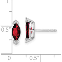 14K White Gold Marquise Garnet and Diamond Earrings - 0.707 Carat Garnet, 0.004 Carat Diamond Total Weight by Monteluci Fine Jewelry