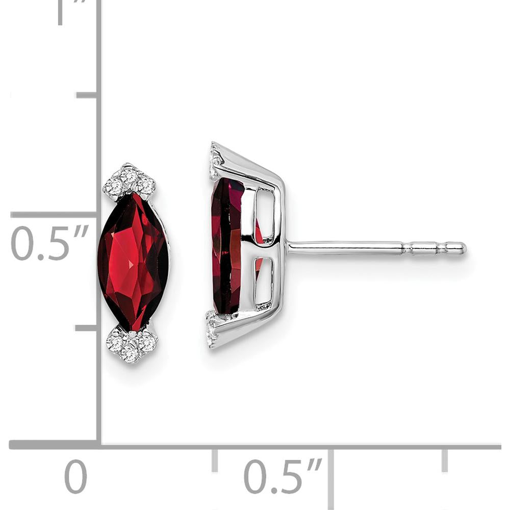 14K White Gold Marquise Garnet and Diamond Earrings - 0.707 Carat Garnet, 0.004 Carat Diamond Total Weight by Monteluci Fine Jewelry