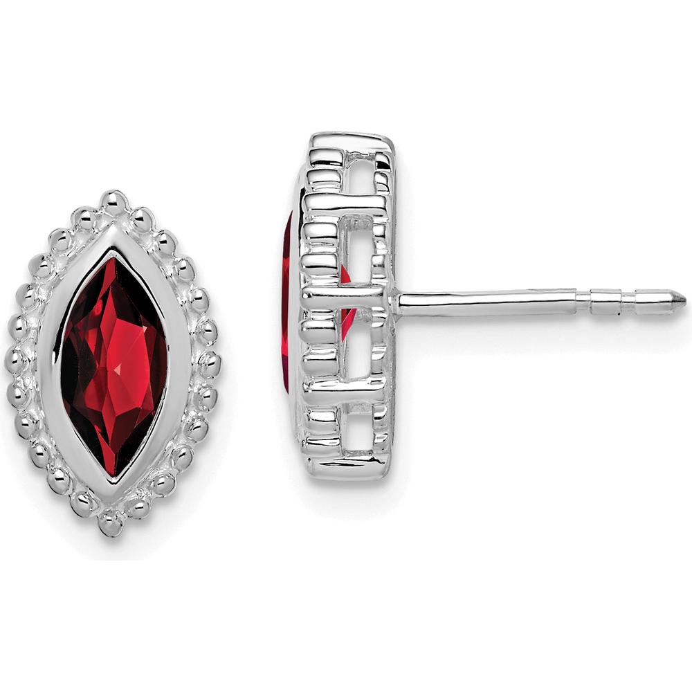 14K White Gold Marquise Garnet Post Earrings - 1.0 Carat Total Garnet Weight by Monteluci Fine Jewelry