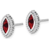 14K White Gold Marquise Garnet Post Earrings - 1.0 Carat Total Garnet Weight by Monteluci Fine Jewelry