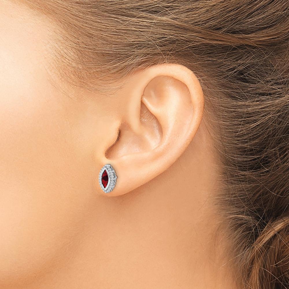 14K White Gold Marquise Garnet Post Earrings - 1.0 Carat Total Garnet Weight by Monteluci Fine Jewelry