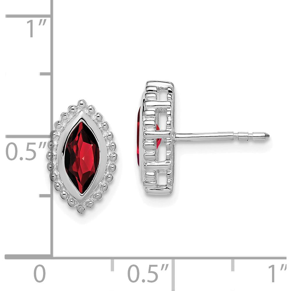 14K White Gold Marquise Garnet Post Earrings - 1.0 Carat Total Garnet Weight by Monteluci Fine Jewelry