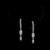 14K White Gold Marquise Hanging Earrings with Brilliant Cut Lab Diamonds - 1.04 Carat Total Weight - Covaloro Fine Jewelry