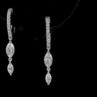 14K White Gold Marquise Hanging Earrings with Brilliant Cut Lab Diamonds - 1.04 Carat Total Weight - Covaloro Fine Jewelry