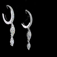14K White Gold Marquise Hanging Earrings with Brilliant Cut Lab Diamonds - 1.04 Carat Total Weight - Covaloro Fine Jewelry