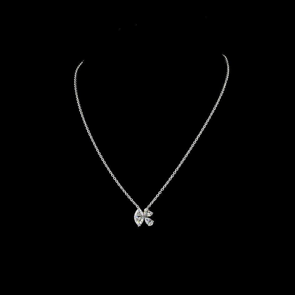 14K White Gold Marquise Heart & Pear Lab Diamond Cluster Pendant - 2.56 Carat Total Weight - Covaloro Fine Jewelry