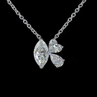 14K White Gold Marquise Heart & Pear Lab Diamond Cluster Pendant - 2.56 Carat Total Weight - Covaloro Fine Jewelry