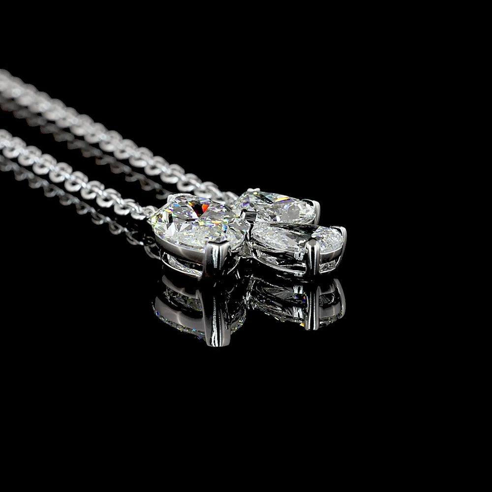 14K White Gold Marquise Heart & Pear Lab Diamond Cluster Pendant - 2.56 Carat Total Weight - Covaloro Fine Jewelry