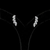 14K White Gold Marquise Lab Diamond Crawler Earrings with Graduating Prong-Set Stones - 2.64 Carat Total Diamond Weight - Covaloro Fine Jewelry