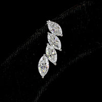 14K White Gold Marquise Lab Diamond Crawler Earrings with Graduating Prong-Set Stones - 2.64 Carat Total Diamond Weight - Covaloro Fine Jewelry