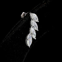 14K White Gold Marquise Lab Diamond Crawler Earrings with Graduating Prong-Set Stones - 2.64 Carat Total Diamond Weight - Covaloro Fine Jewelry