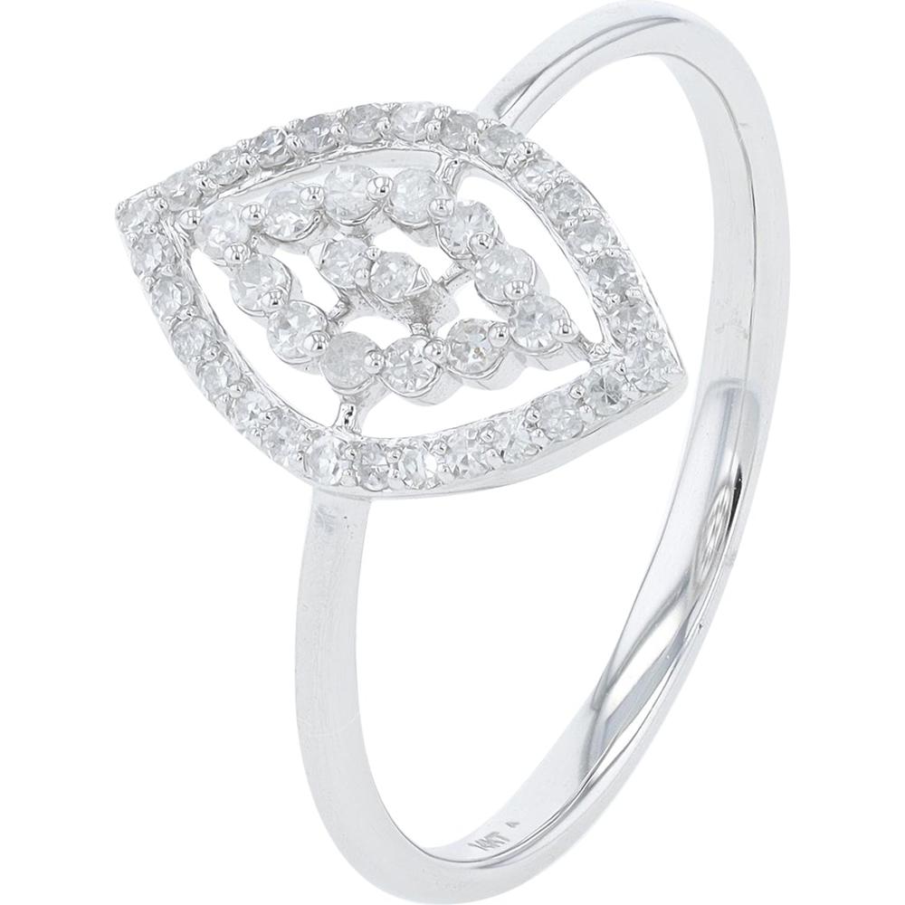14K White Gold Marquise Openwork Diamond Ring - 0.20 Carats Total Diamond Weight