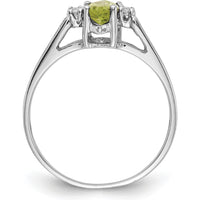 14K White Gold Marquise Peridot and Diamond Ring with Faceted Cut Stones - 0.58 Carat Peridot and 0.02 Carat Diamond Weight by Monteluci Fine Jewelry