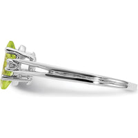 14K White Gold Marquise Peridot and Diamond Ring with Faceted Cut Stones - 0.58 Carat Peridot and 0.02 Carat Diamond Weight by Monteluci Fine Jewelry