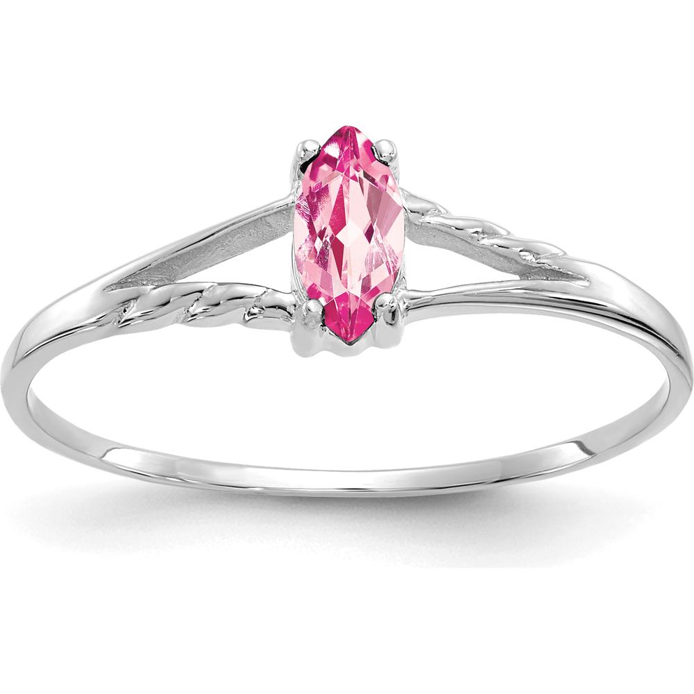 14K White Gold Marquise Pink Tourmaline Ring - 0.25 Carat Total Pink Tourmaline Weight by Oro Pregiato