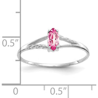 14K White Gold Marquise Pink Tourmaline Ring - 0.25 Carat Total Pink Tourmaline Weight by Oro Pregiato