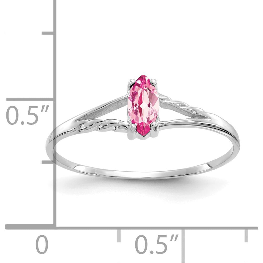 14K White Gold Marquise Pink Tourmaline Ring - 0.25 Carat Total Pink Tourmaline Weight by Oro Pregiato