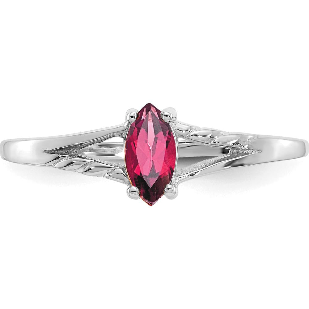 14K White Gold Marquise Pink Tourmaline Ring - 0.25 Carat Total Pink Tourmaline Weight by Oro Pregiato