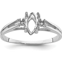 14K White Gold Marquise Ring Mounting for Custom Gemstone - Polished Finish by Monteluci Fine Jewelry