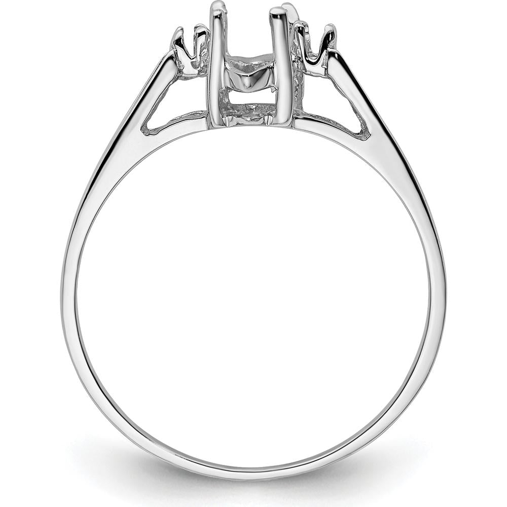 14K White Gold Marquise Ring Mounting for Custom Gemstone - Polished Finish by Monteluci Fine Jewelry