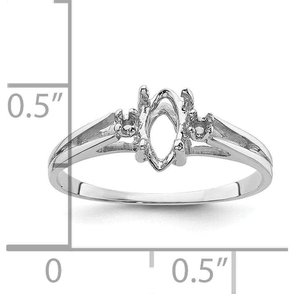14K White Gold Marquise Ring Mounting for Custom Gemstone - Polished Finish by Monteluci Fine Jewelry