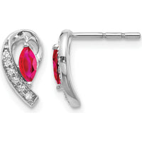 14K White Gold Marquise Ruby and Diamond Drop Earrings - 0.16 Carat Total Ruby Weight, 0.017 Carat Total Diamond Weight by Monteluci Fine Jewelry