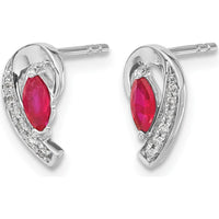 14K White Gold Marquise Ruby and Diamond Drop Earrings - 0.16 Carat Total Ruby Weight, 0.017 Carat Total Diamond Weight by Monteluci Fine Jewelry