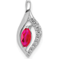 14K White Gold Marquise Ruby and Diamond Pendant - 0.32 Carat Ruby, 0.02 Carat Diamond Total Weight by Lumare Gioia