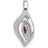 14K White Gold Marquise Ruby and Diamond Pendant - 0.32 Carat Ruby, 0.02 Carat Diamond Total Weight by Lumare Gioia
