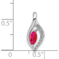 14K White Gold Marquise Ruby and Diamond Pendant - 0.32 Carat Ruby, 0.02 Carat Diamond Total Weight by Lumare Gioia