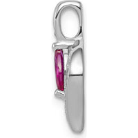 14K White Gold Marquise Ruby and Diamond Pendant with Rhodium Plating - 0.25 Carat Ruby and 0.035 Carat Diamond Total Weight by Lumare Gioia