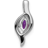 14K White Gold Marquise Ruby and Diamond Pendant with Rhodium Plating - 0.25 Carat Ruby and 0.035 Carat Diamond Total Weight by Lumare Gioia